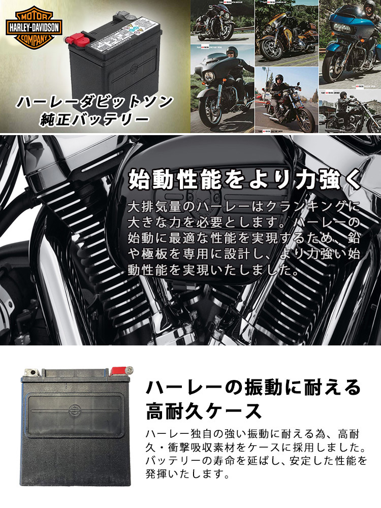 HD 66000207A ハーレーダビットソン 純正 AGM バイクバッテリー HD66000207A 二輪用 互換 65989-97C  65989-97D ハーレー