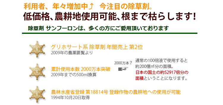 サンフーロン 500ml 1本 葉から入って 根まで枯らす 除草剤 田畑 果樹園 でも使用可